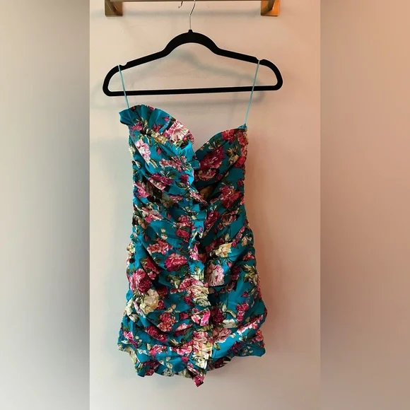 Mable, Blue Floral Rhode Sweetheart Mini Dress, Size S and m | 87 - Picture 6 of 6